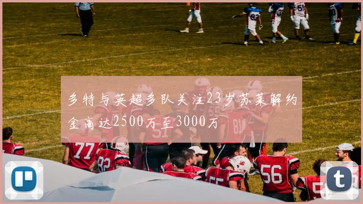 多特与英超多队关注23岁苏莱解约金高达2500万至3000万